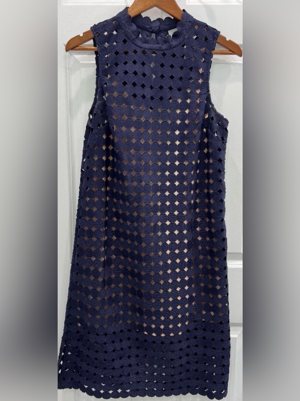 Maeve navy laser cut out Midi Dress